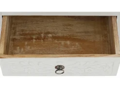 Armário de TV barroco com 2 portas de vidro em MDF cinzento