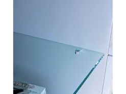 Armário de TV branco brilhante com LED brilhante, bancada de TV moderna, prateleira de vidro, 2 gavetas, móveis de sala de estar, 130x35x50cm