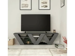 Armário de TV Dbara, Aparador de sala, Armário de TV baixo, Base de parede equipada, 158x30h40 cm, Antracite