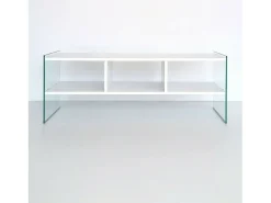Armário de TV Dbennace, Aparador de sala, Armário de TV baixo, Base de parede equipada, 120x35h45 cm, Branco