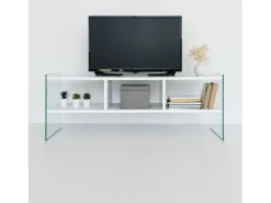 Armário de TV Dbennace, Aparador de sala, Armário de TV baixo, Base de parede equipada, 120x35h45 cm, Branco