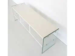 Armário de TV Dbennace, Aparador de sala, Armário de TV baixo, Base de parede equipada, 120x35h45 cm, Branco