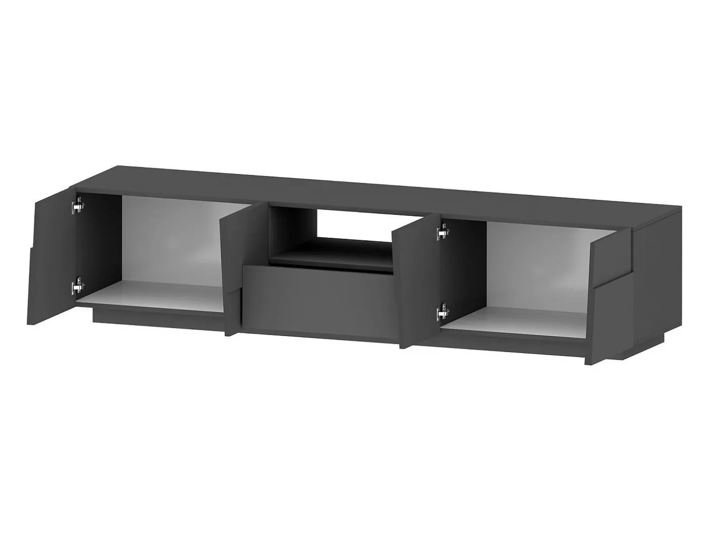 Armário de TV Dcortinovi, Aparador de sala baixa com 4 portas e 1 gaveta, Base de suporte de TV, 220x44h46 cm, Antracite