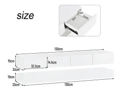 Armário de TV de parede 130x33x15cm, 2 armários e 4 gavetas, LED de 16 cores, para até 55 polegadas