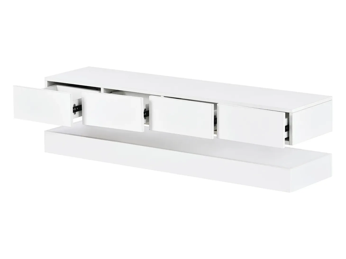 Armário de TV de parede 130x33x15cm, 2 armários e 4 gavetas, LED de 16 cores, para até 55 polegadas