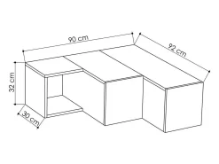 Armário de TV Dfallett, Aparador de sala, Armário de TV baixo, Base de parede equipada, 90x92h32 cm, Antracite e Bege