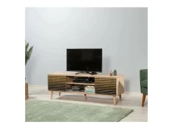 Armário de TV Dfantacc, Aparador de sala, Armário de TV baixo, Base de parede equipada, 140x40h50 cm, Carvalho