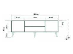 Armário de TV Dfantacc, Aparador de sala, Armário de TV baixo, Base de parede equipada, 140x40h50 cm, Carvalho