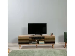 Armário de TV Dfantacc, Aparador de sala, Armário de TV baixo, Base de parede equipada, 140x40h50 cm, Carvalho