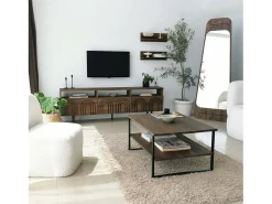 Armário de TV Dflabore, CrEdência de sala de estar, Armário baixo para TV, Base de parede equipada, 170x30h40 cm, Noz