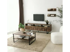 Armário de TV Dflabore, CrEdência de sala de estar, Armário baixo para TV, Base de parede equipada, 170x30h40 cm, Noz