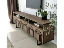 Armário de TV Dflabore, CrEdência de sala de estar, Armário baixo para TV, Base de parede equipada, 170x30h40 cm, Noz