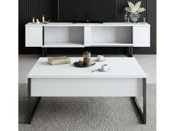 Armário de TV Dgridell, Aparador de sala, Armário de TV baixo, Base de parede equipada, 180x30h50 cm, Preto e branco