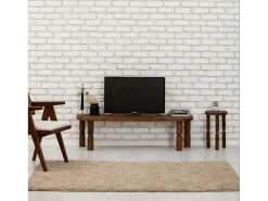 Armário de TV Dgrimald, Aparador de sala, Armário de TV baixo, Base de parede equipada, 140x35h40 cm, Noz