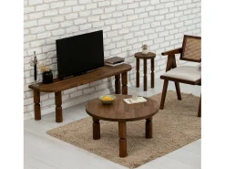 Armário de TV Dgrimald, Aparador de sala, Armário de TV baixo, Base de parede equipada, 140x35h40 cm, Noz