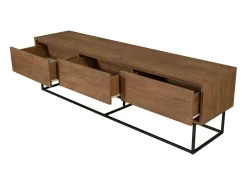 Armário de TV Dlapadul, Aparador de sala, Armário baSso para TV, Base de parede equipada, 180x40h50 cm, Noz e Preto