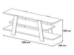 Armário de TV Doukhadd, Aparador de sala, Armário de TV baixo, Base de parede equipada, 120x34h42 cm, Nogueira e Branco