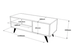 Armário de TV Dpavar, Aparador de sala, Armário de TV baixo, Base de parede equipada, 110x40h44 cm, Carvalho