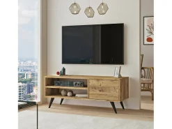 Armário de TV Dpavar, Aparador de sala, Armário de TV baixo, Base de parede equipada, 110x40h44 cm, Carvalho