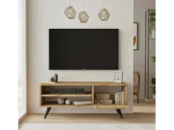 Armário de TV Dpavar, Aparador de sala, Armário de TV baixo, Base de parede equipada, 110x40h44 cm, Carvalho