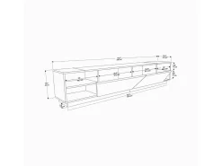 Armário de TV Dpazienz, Aparador de sala, Armário de TV baixo, Base parEte equipado, 240x37h47 cm, Antracite