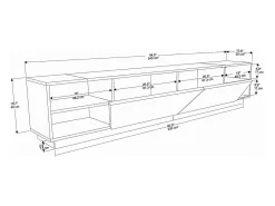 Armário de TV Dpazienz, Aparador de sala, Armário de TV baixo, Base de parede equipada, 240x37h47 cm, Branco