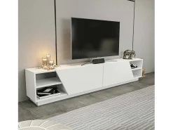 Armário de TV Dpazienz, Aparador de sala, Armário de TV baixo, Base de parede equipada, 240x37h47 cm, Branco