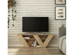Armário de TV Dpellegr, Aparador de sala, Armário de TV baixo, Base de parede equipada, 110x30h40 cm, Carvalho