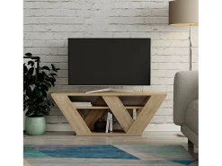 Armário de TV Dpellegr, Aparador de sala, Armário de TV baixo, Base de parede equipada, 110x30h40 cm, Carvalho