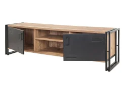Armário de TV Dperott,Aparador de sala, Armário de TV baixo, Base de parede equipada, 180x45h50 cm, Carvalho e Preto