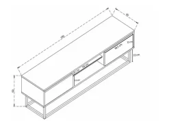 Armário de TV Dpirol, Aparador de sala, Armário de TV baixo, Base de parede equipada, 180x40h50 cm, Preto e Carvalho