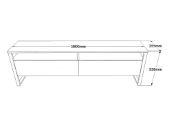 Armário de TV Dpirozz, Aparador de sala, Armário de TV baixo, Base de parede equipada, 180x36h56 cm, Carvalho