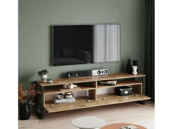 Armário de TV Dpirozz, Aparador de sala, Armário de TV baixo, Base de parede equipada, 180x36h56 cm, Carvalho