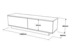 Armário de TV Dpoloni, Aparador de sala, Armário de TV baixo, Base de parede equipada, 140x36h38 cm, Preto