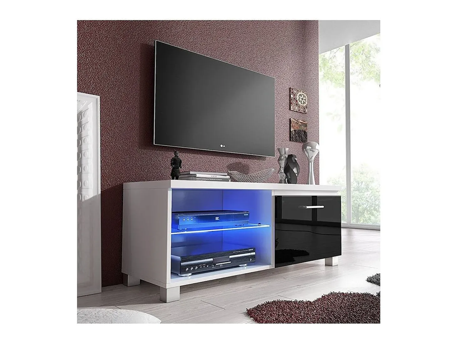 Armário de TV LED Blanco - Negro