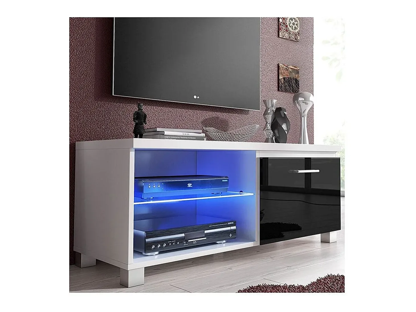Armário de TV LED Blanco - Negro