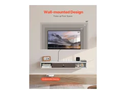 Armário de TV Montado na Parede SucceBuy Suporte de TV Flutuante de Parede, 120 cm, Consola de Multimédia Moderna com Gestão de Cabos, Prateleira de Aglomerado