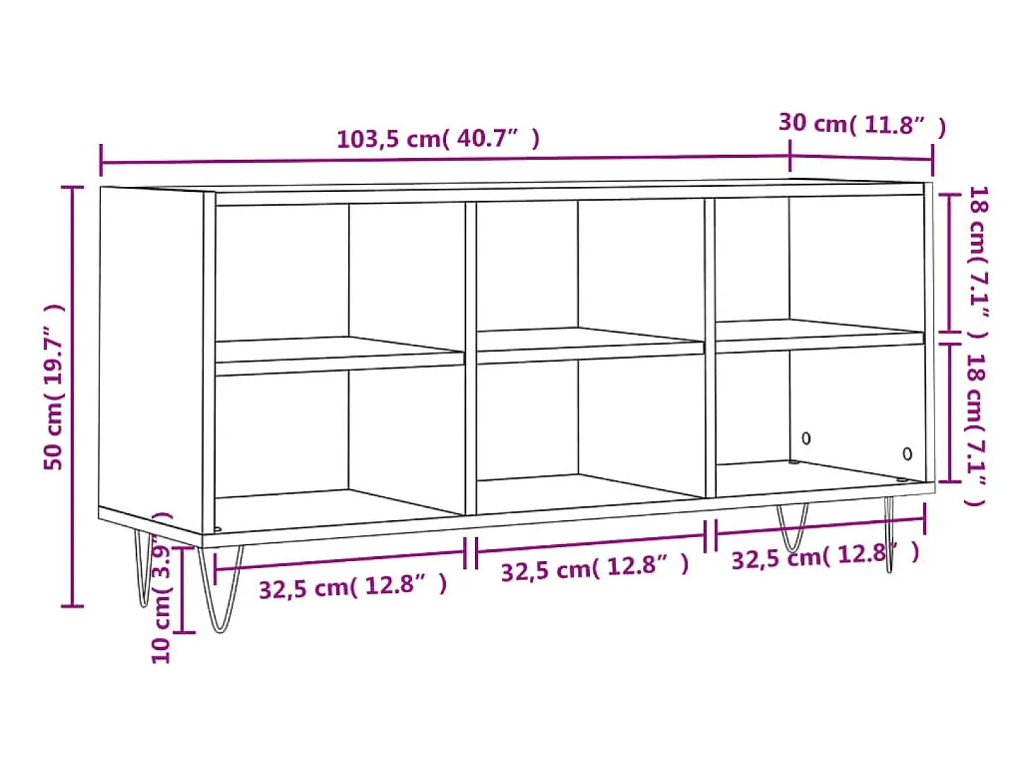 Armário de TV 103,5x30x50 cm derivados de madeira branco