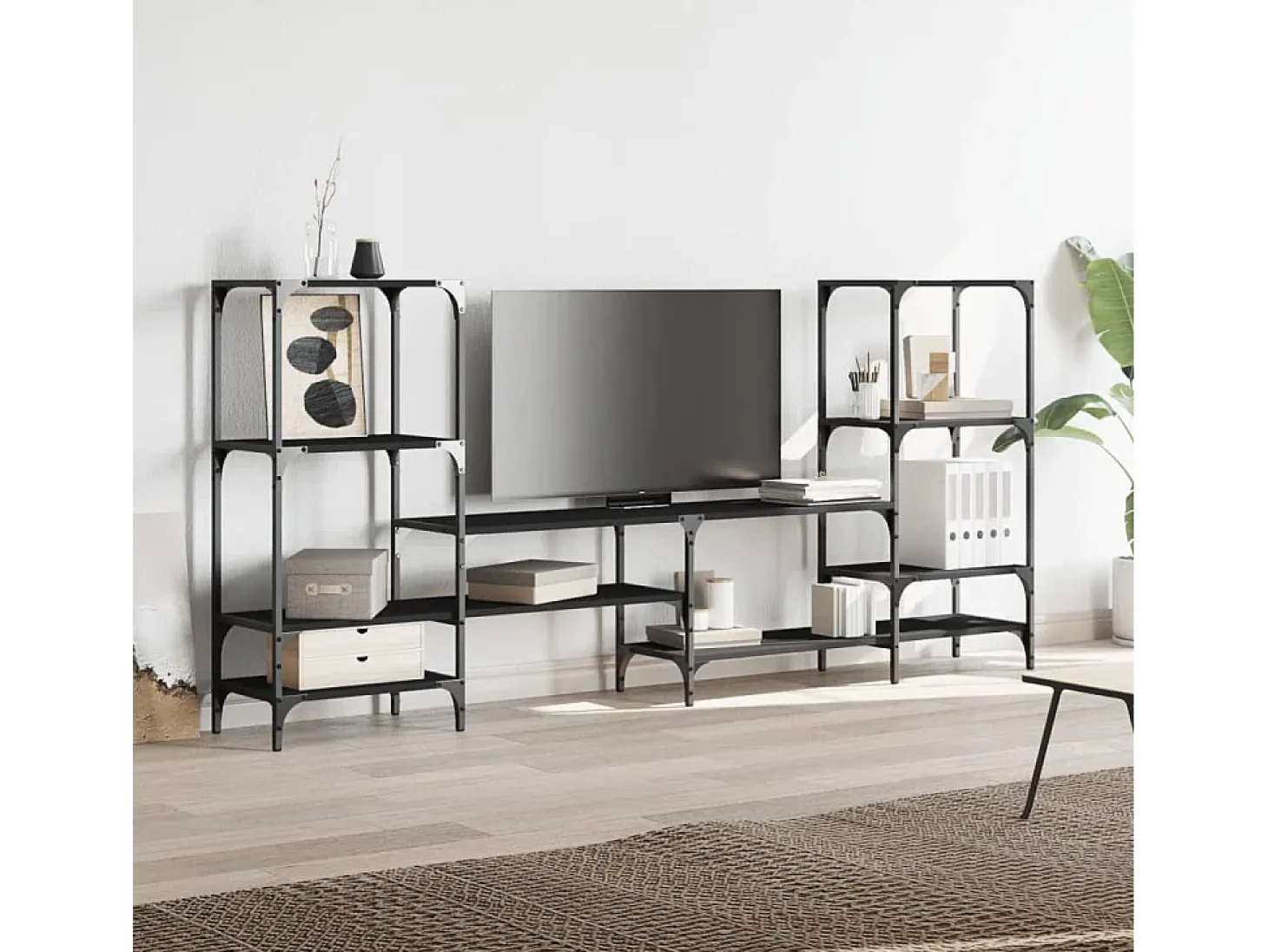 Armário de TV 206,5x28,5x95 cm derivados de madeira preto PT542948