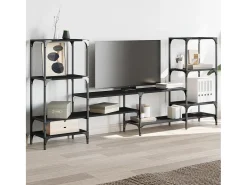 Armário de TV 206,5x28,5x95 cm derivados de madeira preto PT542948