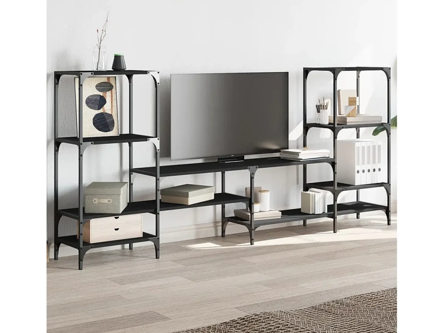 Armário de TV 206,5x28,5x95 cm derivados de madeira preto PT542948