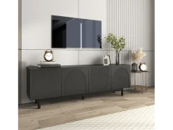 Armário de TV 175x38x56 cm, preto moderno, pratos de inserção ajustáveis, Design de luxo