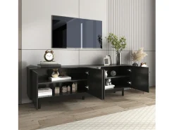 Armário de TV 175x38x56 cm, preto moderno, pratos de inserção ajustáveis, Design de luxo
