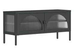 Armário de TV 105x35x50 cm vidro e aço preto PT572902