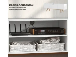 Armário de TV 150x39x50cm, 2 armários e 2 prateleiras, para até 65 polegadas, branco
