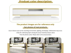 Armário de TV 180x38x45cm, 3 gavetas, compartimento aberto, LED com mudança de cor, Brilhante