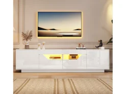 Armário de TV 180x40x45cm, 2 gavetas e 2 armários, LED, para até 75 polegadas, branco