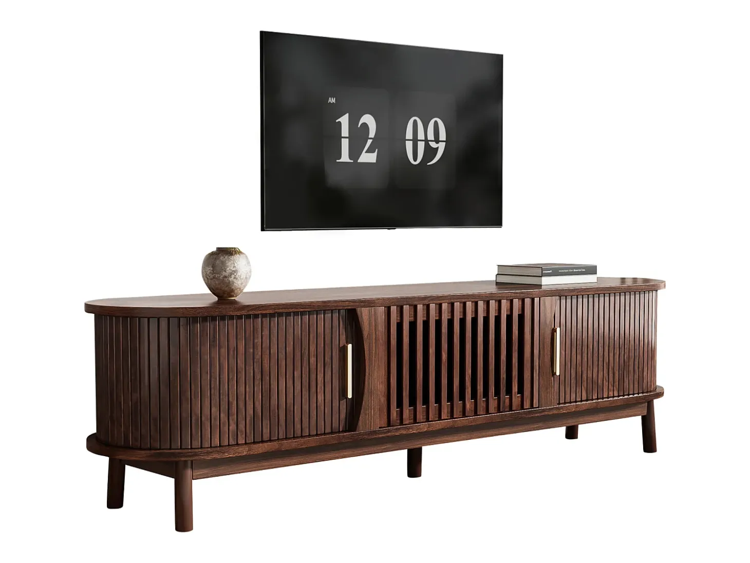 Armário de TV 165x39,5x46cm marrom, Porta deslizante, porta dobrável, para até 65 polegadas