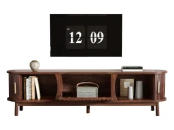Armário de TV 165x39,5x46cm marrom, Porta deslizante, porta dobrável, para até 65 polegadas