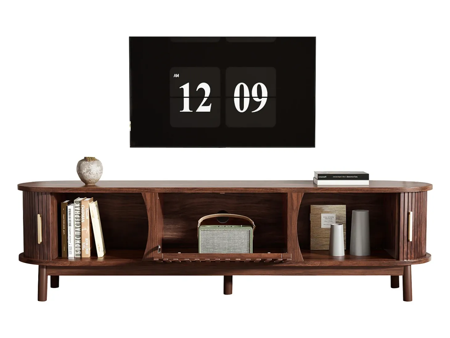 Armário de TV 165x39,5x46cm marrom, Porta deslizante, porta dobrável, para até 65 polegadas